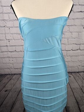 Strapless Light Blue Bandage Bodycon Dress
